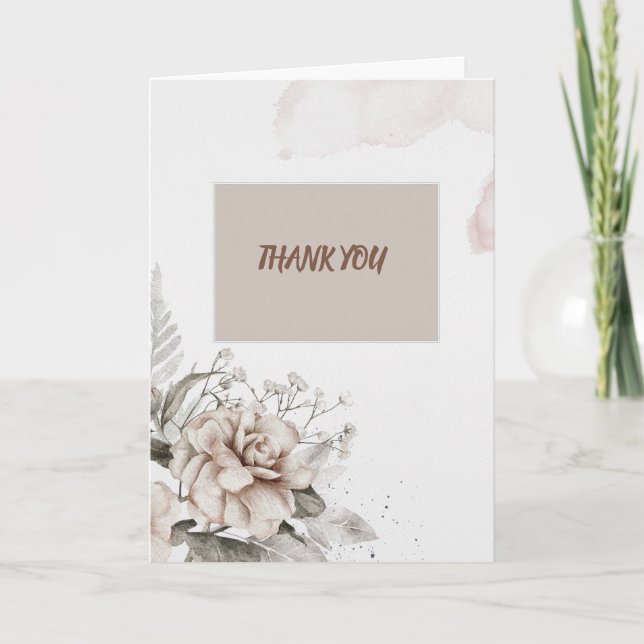 Thank You Watercolor Tan Roses (Front)