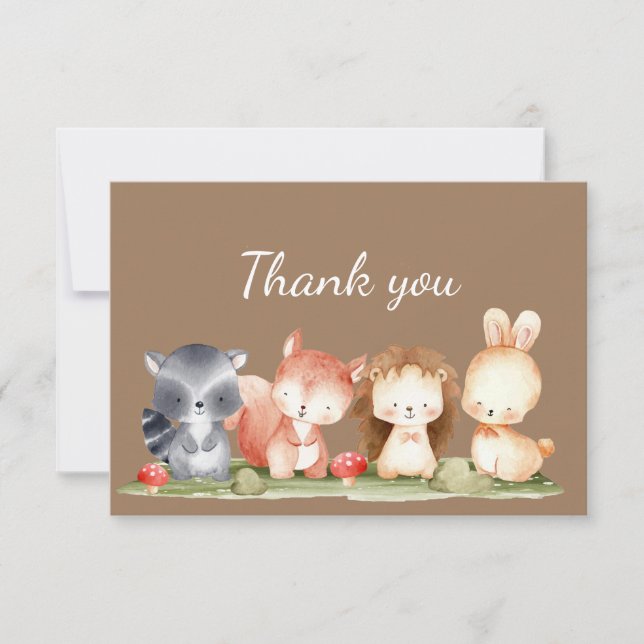 Thank You Watercolor Woodland Animal Art (Front)