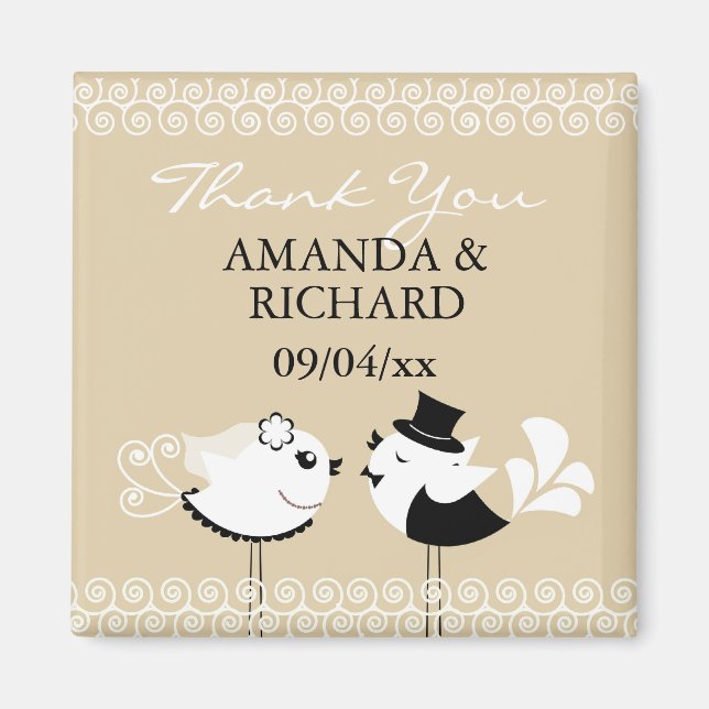 Thank You Wedding Birds Magnet (Front)