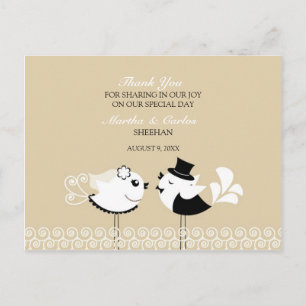 Thank You Wedding Birds Postcard