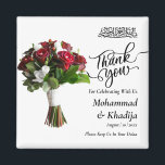 Thank You Wedding Bouquet Flower Nikah Walima Magnet<br><div class="desc">Thank You Wedding Bouquet Flower Nikah Walima Square Magnet
This design is perfect for your greenery and white rustic boho theme for your muslim wedding nikah walima with bismillah and thank you. This sticker is easy to customize and personalize by change the text</div>