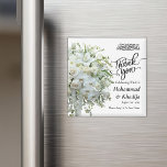 Thank You Wedding Bouquet Flower Nikah Walima Magnet<br><div class="desc">Thank You Wedding Bouquet Flower Nikah Walima Square Magnet
This design is perfect for your greenery and white rustic boho theme for your muslim wedding nikah walima with bismillah and thank you. This sticker is easy to customize and personalize by change the text</div>