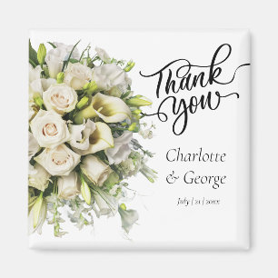 Thank You Wedding Bouquet Flower Wedding Favour Magnet