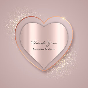 Thank You  Wedding Bridal Rose Heart Sticker