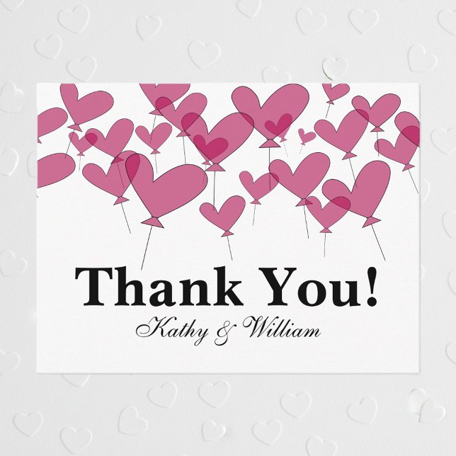 Thank you wedding cards with red heart balloons (Creator Uploaded)