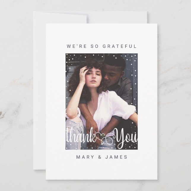 Thank You Wedding Christmas Holiday Photo Card (Front)
