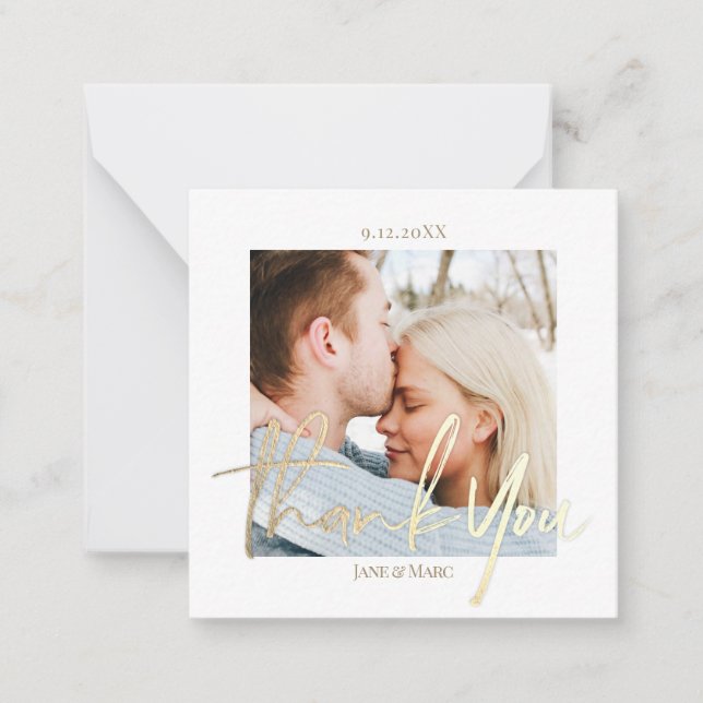 Thank You Wedding Custom Photo Card with Envelope (Front)