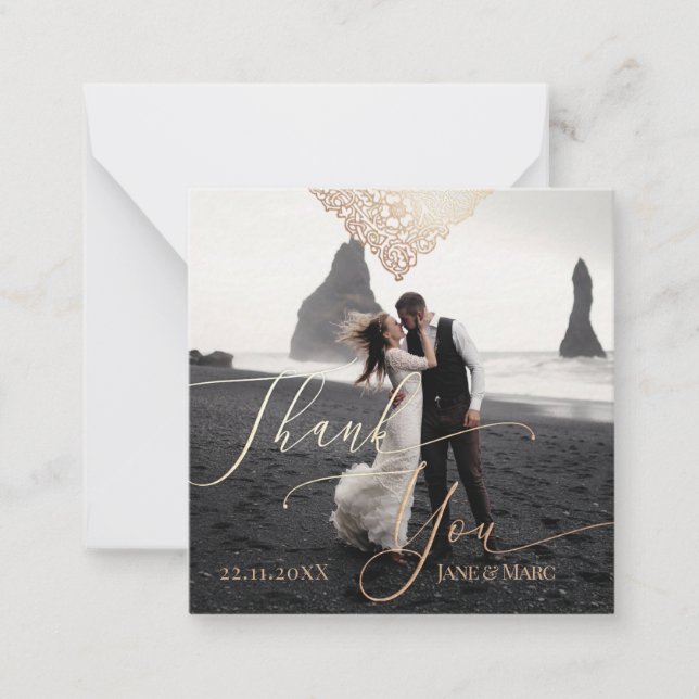 Thank You Wedding Custom Photo Card with Envelope (Front)