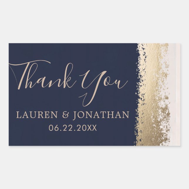 Thank You, Wedding Favour Navy Sticker (Front)