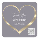 Thank You Wedding Favour QR CODE Grey Gold Heart