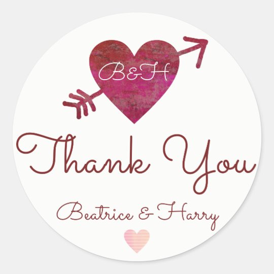 thank you . wedding favour red classic round sticker