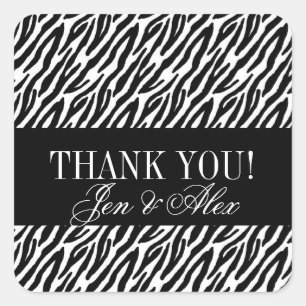 Thank You Wedding Favour Stickers Zebra