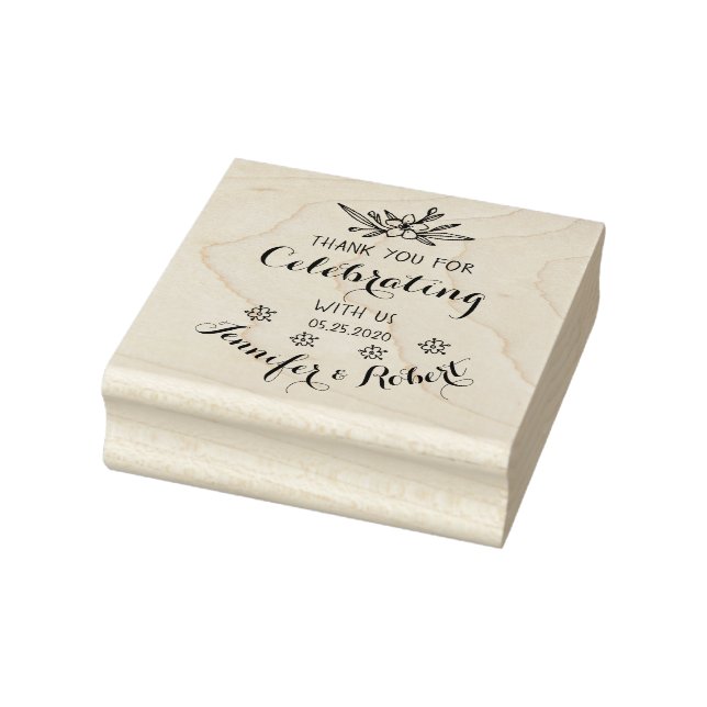 Thank You Wedding Floral Monogram Stamp (Stamp)