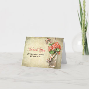 thank you wedding mason jar rustic design cards