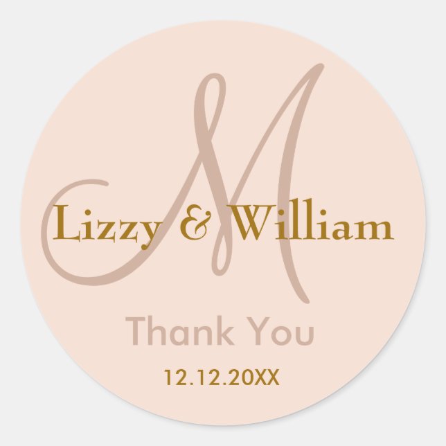 Thank You Wedding Monogram Sticker (Front)