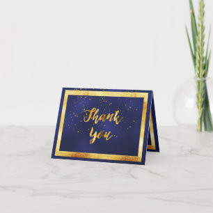 Thank you wedding navy blue gold confetti