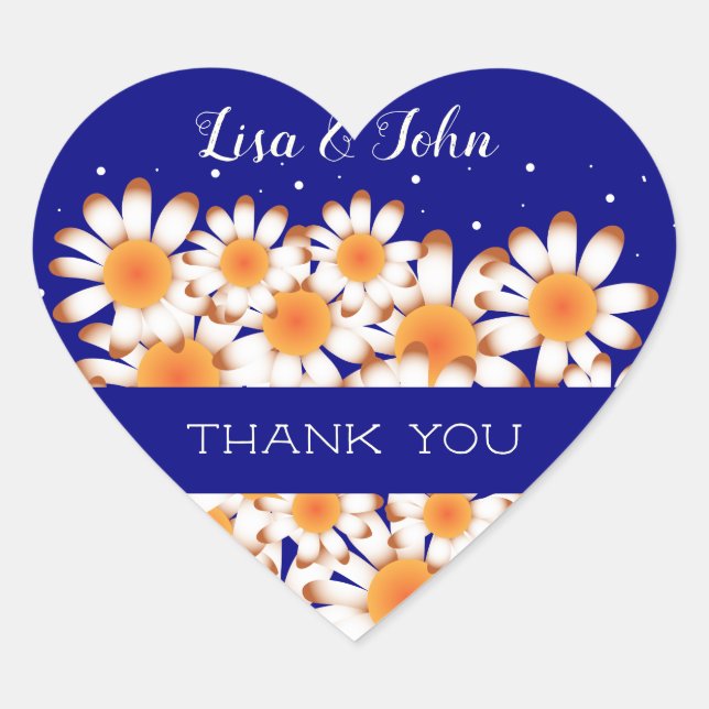 Thank You Wedding Navy Blue Heart Envelope Seal (Front)