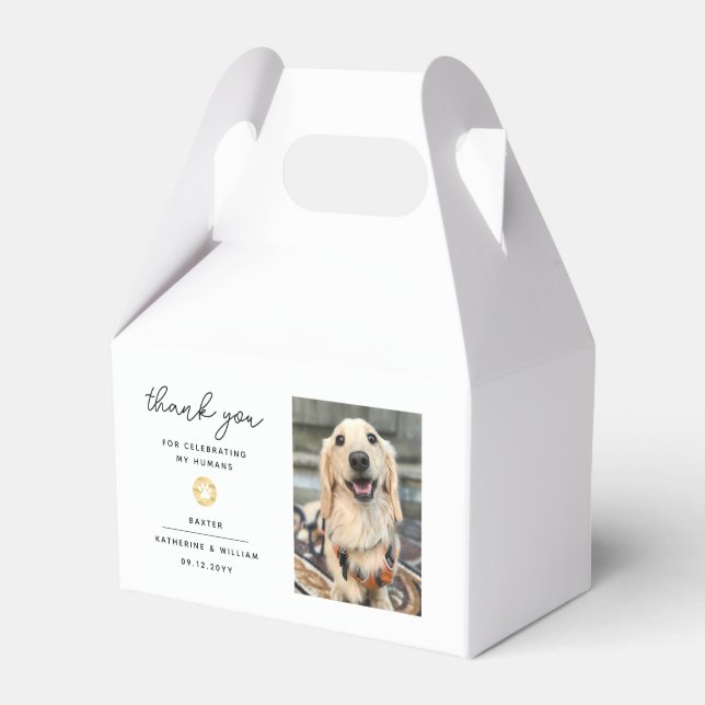 Thank You Wedding Pet Photo Paw Print Favor Box (Front Side)
