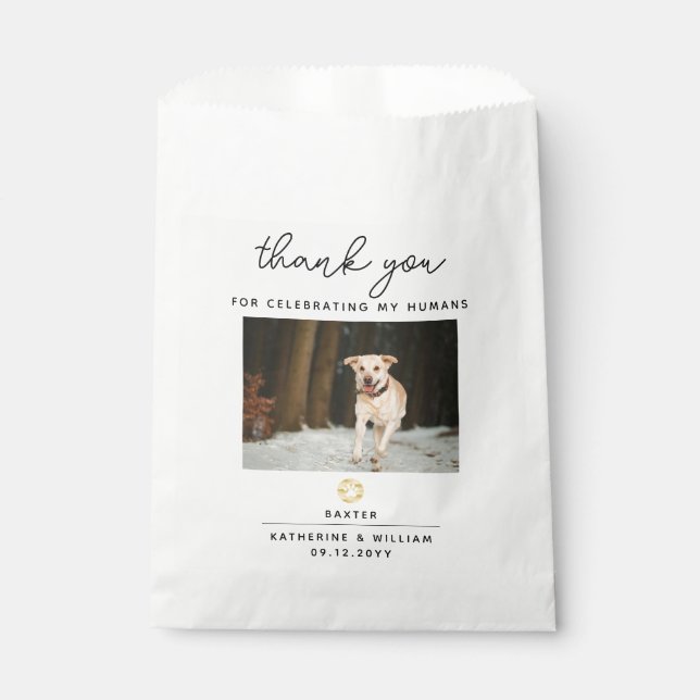 Thank You Wedding Pet Photo Paw Print Favour Bag (Front)