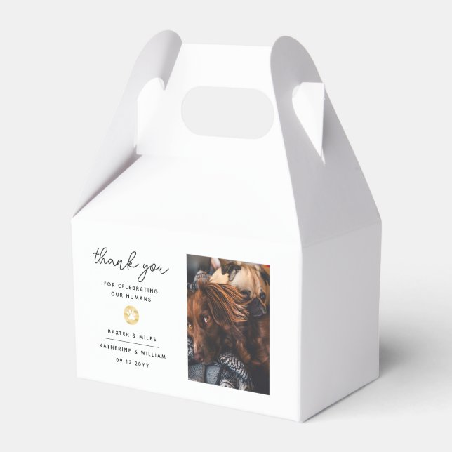 Thank You Wedding Pet Theme Photo Paw Print Favor Box (Front Side)