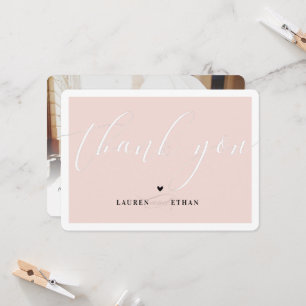 THANK YOU wedding photo elegant black blush pink Invitation