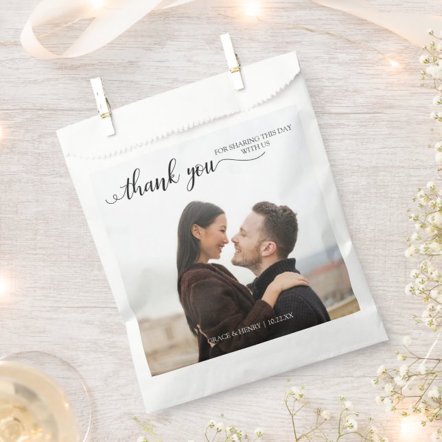 Thank You Wedding Photo Favour Bag (Clipped)