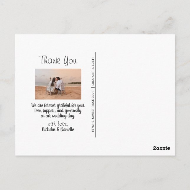 Thank You Wedding Postcard (Back)