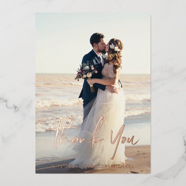 Thank You Wedding Real Foil Cards with Envelope (Front)
