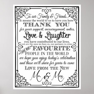 Thank you wedding sign Black & White chalkboard uk