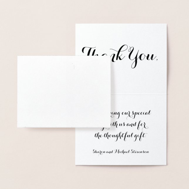 Thank you wedding silver damask pattern foil card (Display)