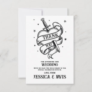 Thank You Wedding Traditional Tattoo Heart Knife Card