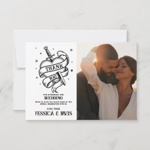 Thank You Wedding Traditional Tattoo Heart Photo Card