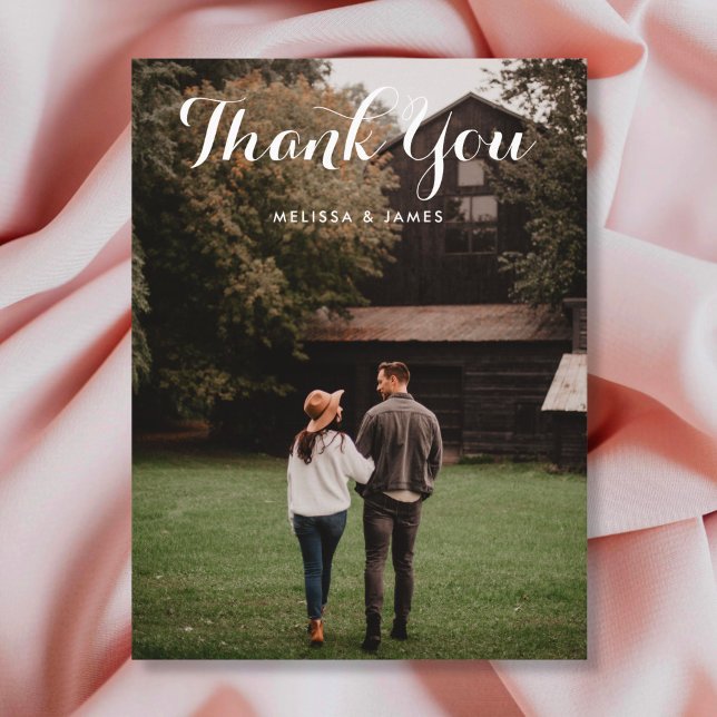 Thank You Whimsical Wedding Photo Postcard (Creator Uploaded)