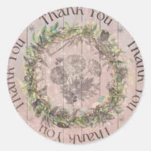 Thank You Whimsy Floral Classic Round Sticker