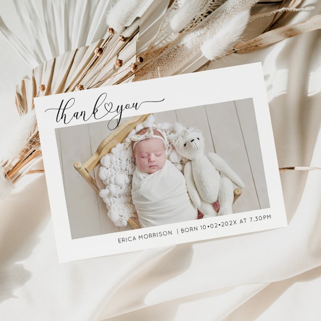 THANK YOU white borders birth announcement (Creator Uploaded)