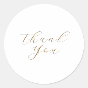 Thank You White Gold Favour Classic Round Sticker