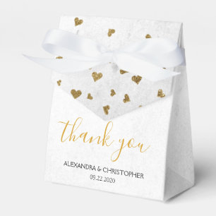 Thank You White Gold Foil Confetti Wedding Favor Box