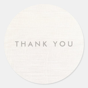 Thank You White Linen (image) Classic Round Sticker
