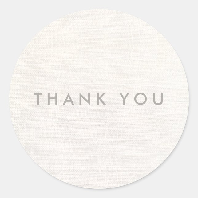Thank You  White Linen (image)  Classic Round Sticker (Front)