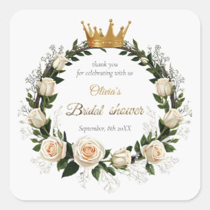 Thank You White Roses & Baby’s Breath  Square Sticker