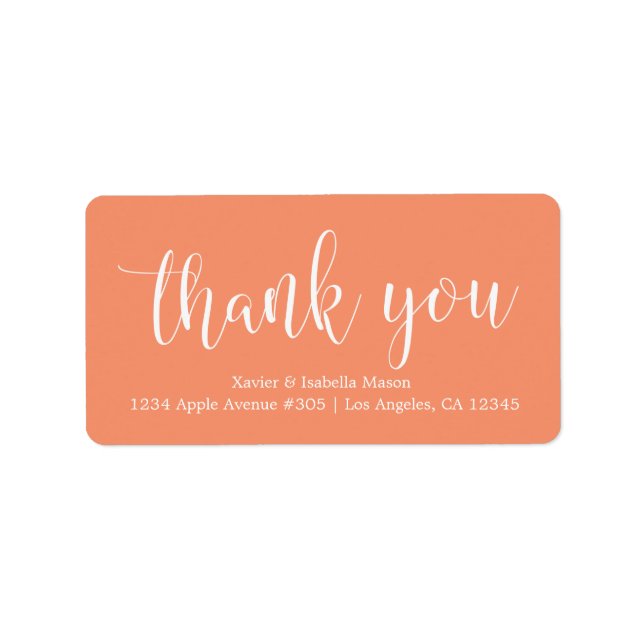 Thank You White Script - Custom Background Colour Label (Front)