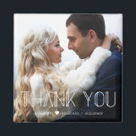 thank you white trend typography wedding photo magnet<br><div class="desc">elegant thank you white trend typography wedding photo magnet</div>