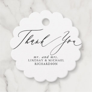Thank You White Wedding Favour Tags