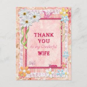 Thank you wife, flowers and butterflies craft card