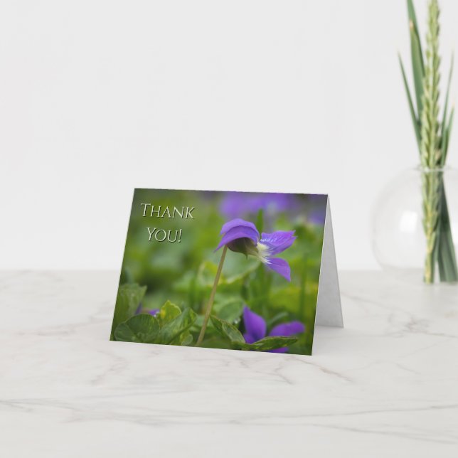 “Thank You!” Wild Violet Note Folded Greeting Card (Front)