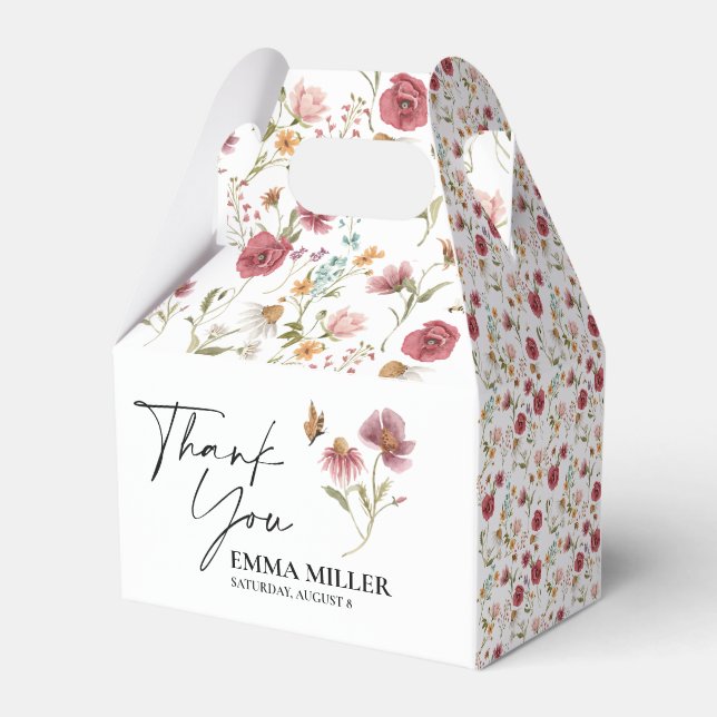 Thank You Wildflower Bridal Shower  Favor Box (Back Side)