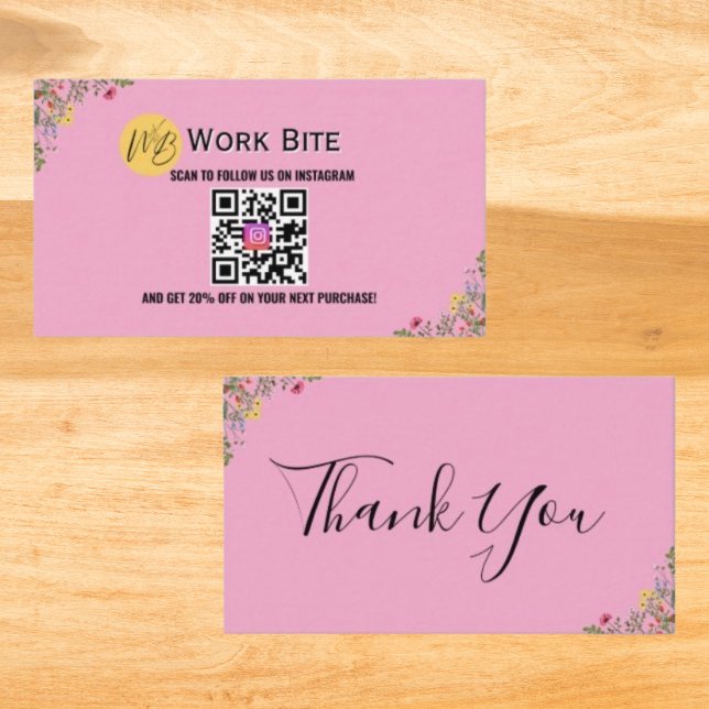 Thank You Wildflower Instagram Qr Code   Discount Card (Creator Uploaded)
