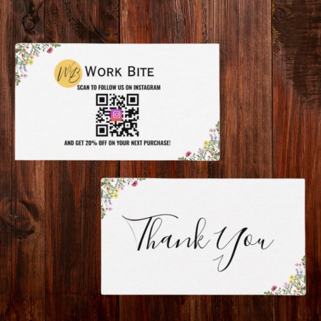 Thank You Wildflower Instagram Qr Code   Discount Card (Creator Uploaded)