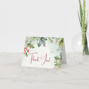 Thank You Winter Holly and Berries Card