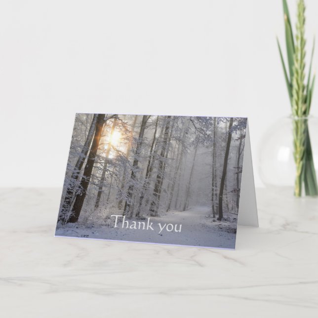 Thank You  Winter Road Trail Trees Frost Card (Front)